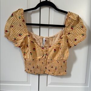 Yellow Gingham Puff Sleeve Top